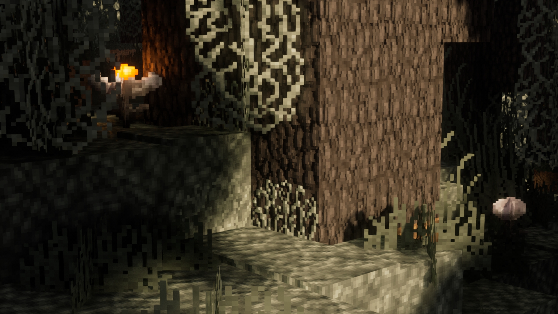 Foliage of pale biome with SubtlePBR and Kappa Shaders